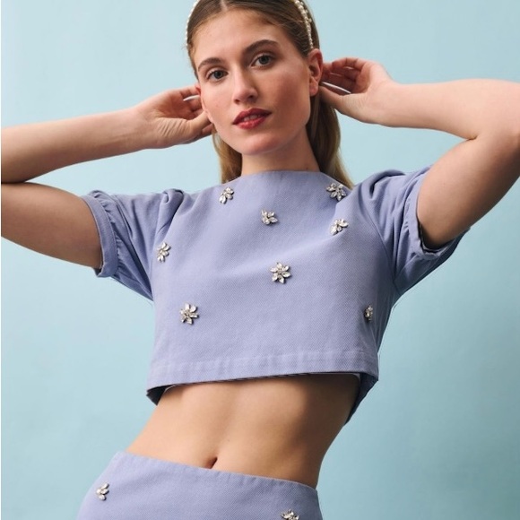 En Saison Bijou Bejeweled Crop Top - Picture 1 of 10